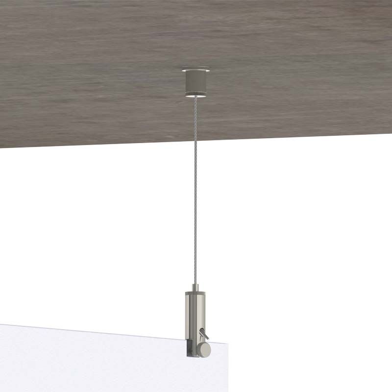 Abhängeset mit Display-Gripper, Drahtseil 1,5mm / Länge 1500mm Abhängeset mit Display-Gripper, Drahtseil 1,5mm / Länge 1500mm