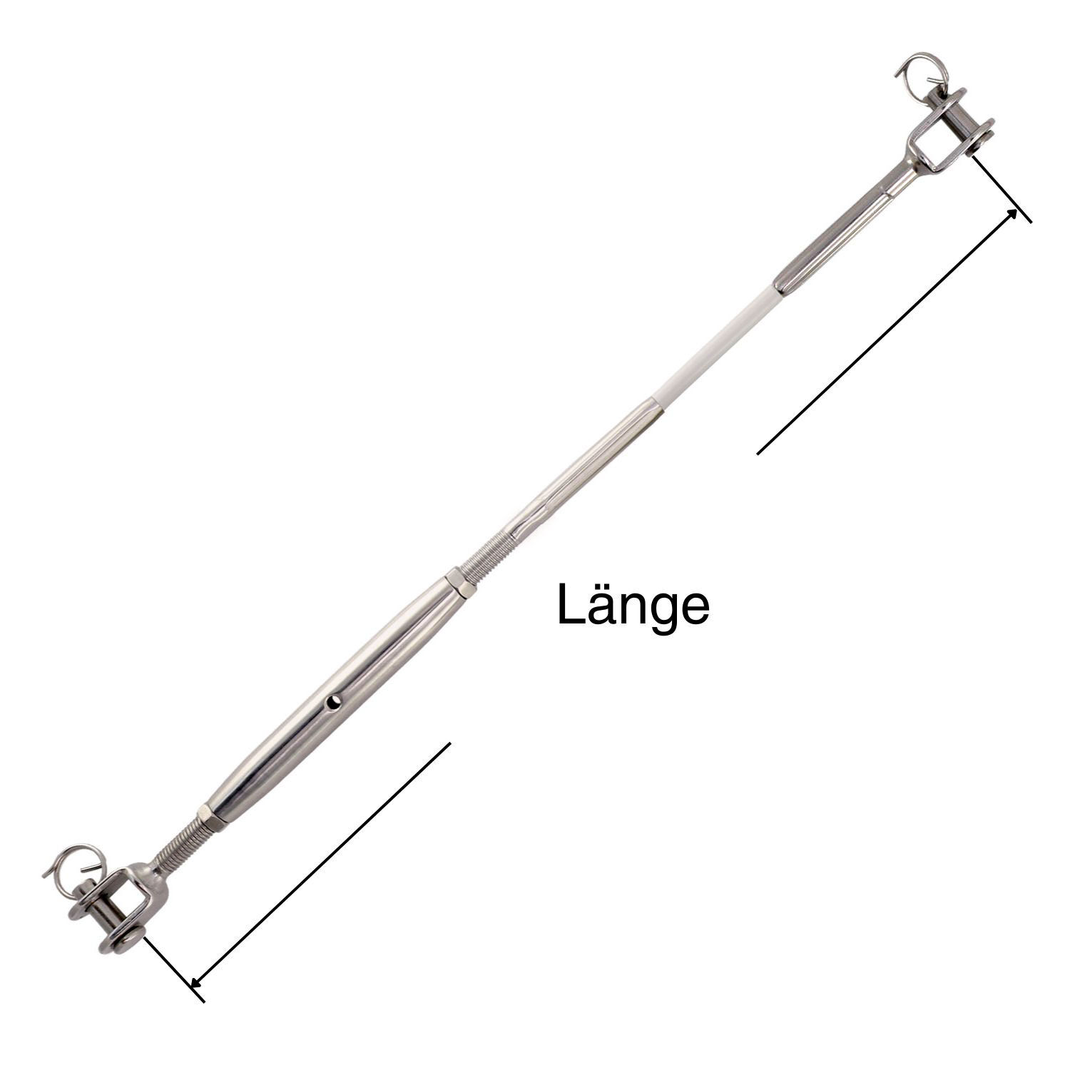 Relingsdraht Edelstahl 4 mm / 6 mm PVC-Weiß ummantelt mit Wantenspanner - Gabelterminal Relingsdraht Edelstahl 4 mm / 6 mm PVC-Weiß ummantelt mit Wantenspanner - Gabelterminal