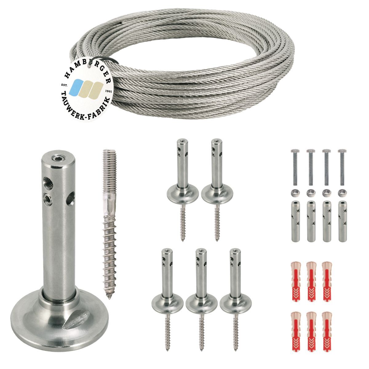 Ranksystem Exklusive 88mm / 6 Wandhalter / 7,0m Drahtseil Ranksystem Exklusive 88mm / 6 Wandhalter / 7,0m Drahtseil