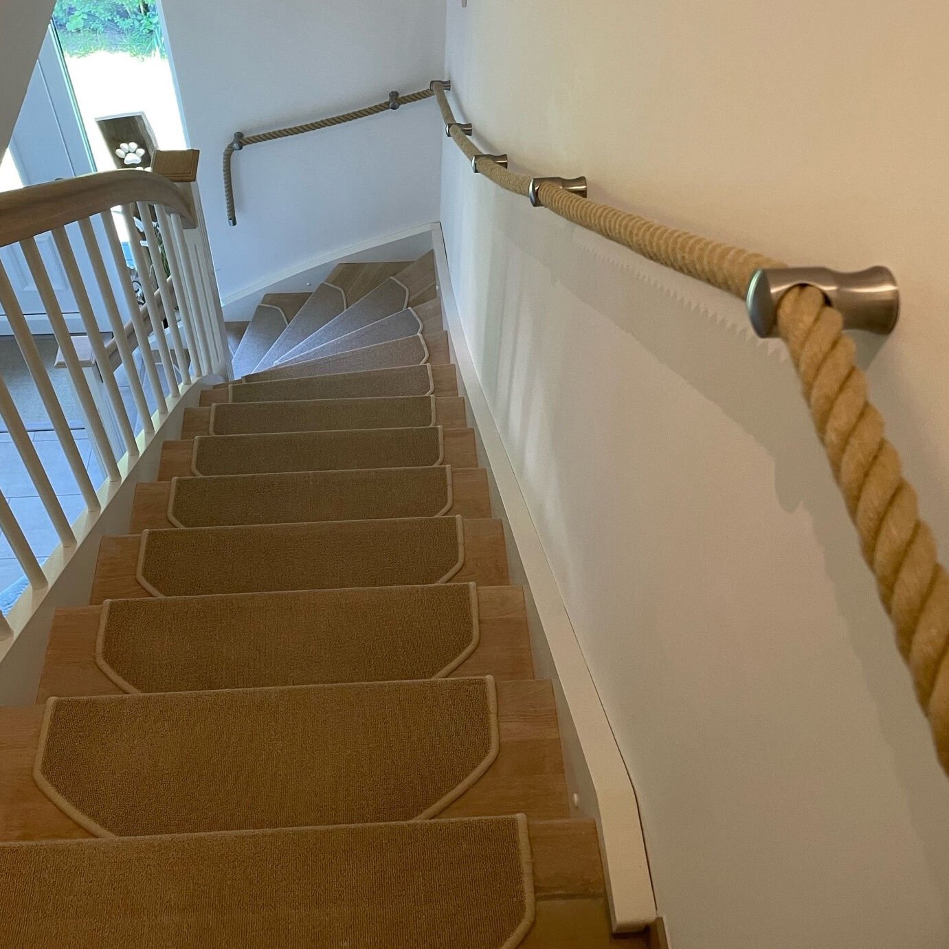 Handlaufseil/Absperrseil in Naturfarben 30mm aus hochwertigem Nature Touch Polyhanf (Spleitex) inkl Seilträger und Endkappen - nach Maß online kaufen