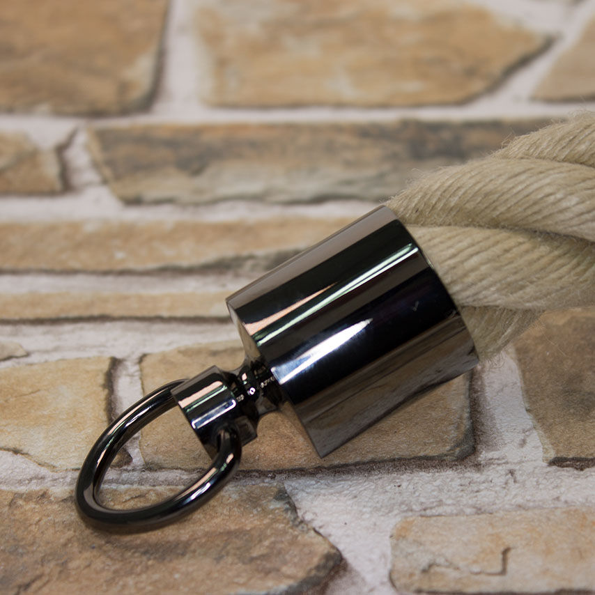 Endkappe mit Haken, Karabiner oder Ring - Schwarz verchromt Endkappe mit Haken, Karabiner oder Ring - Schwarz verchromt