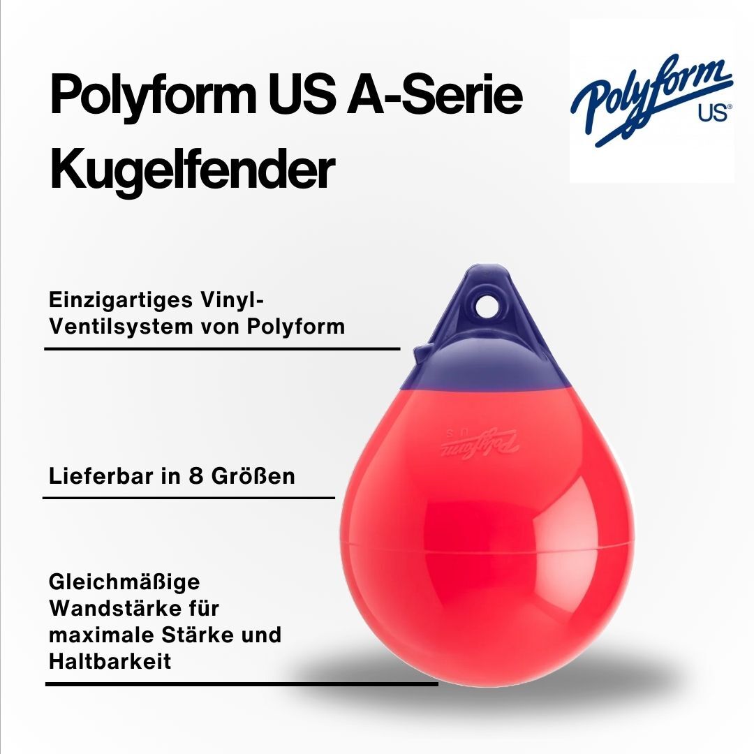Polyform US Kugelfender Typ A0 / 290mm x 230mm / Rot | Hamburger Tauwerk Fabrik – Beste Qualität seit 1901. Jetzt online kaufen