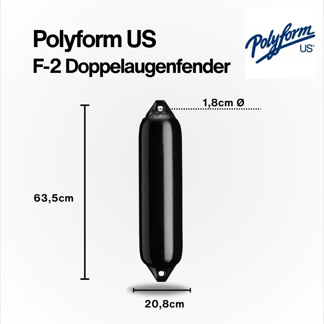 Polyform US Fender Typ F2 / 640mm x 220mm / Schwarz | Hamburger Tauwerk Fabrik – Beste Qualität seit 1901. Jetzt online kaufen