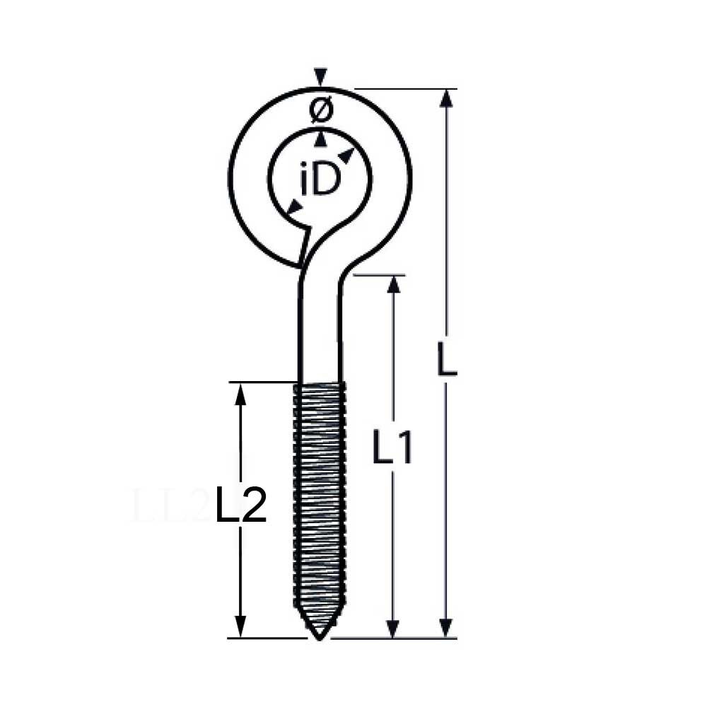 TZÖsenschrauben Ösenschraube mit Holzgewinde 6 - 10mm, Edelstahl A4 - AISI 316