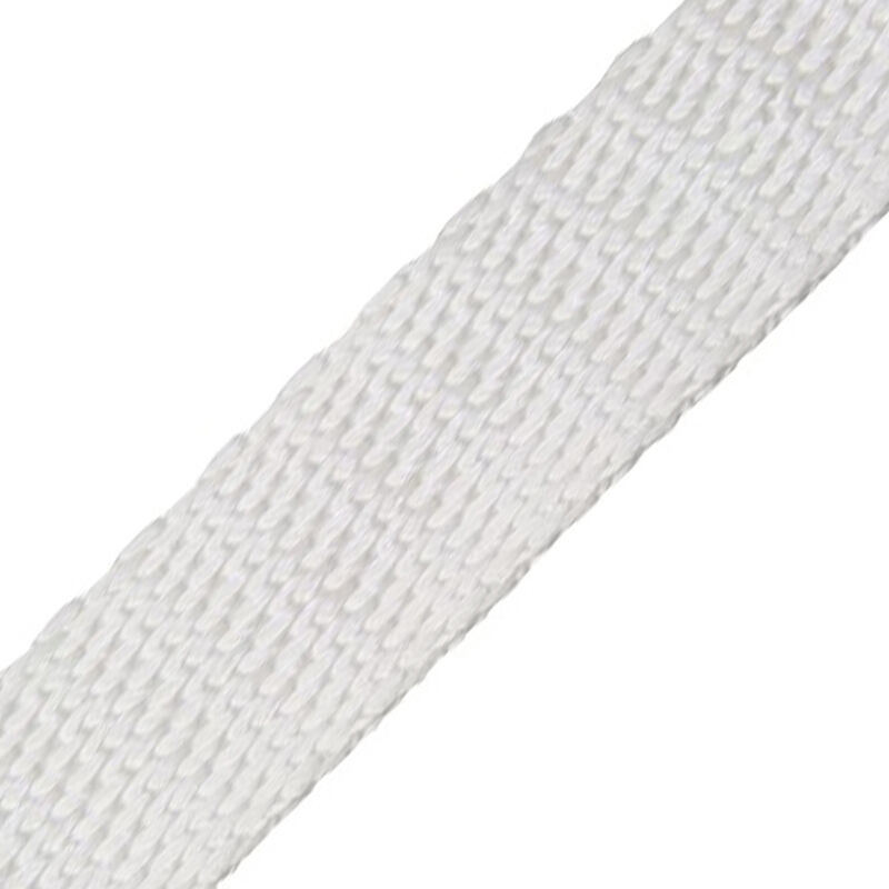 Hochfestes Dyneema® Gurtband in Weiß – 15–45 mm Breite, 50 m Rolle. Extrem reißfest, UV- & abriebfest, keine Dehnung, ideal für Segel & Industrie.