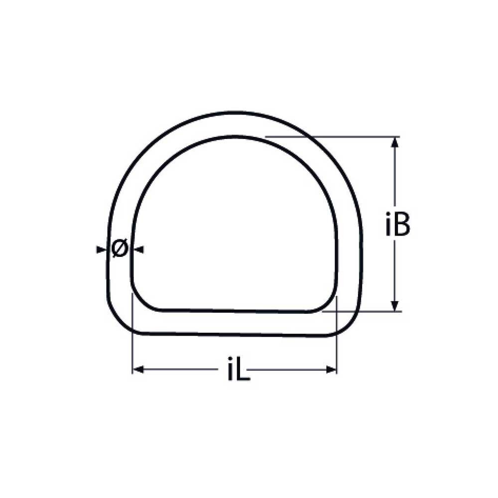 TZEdelstahlD-Ring D-Ring geschweißt 3,0 - 10mm, Edelstahl A4 - AISI 316