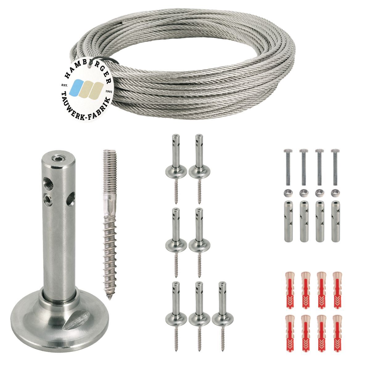 Ranksystem Exklusive 88mm / 8 Wandhalter / 9,0m Drahtseil Ranksystem Exklusive 88mm / 8 Wandhalter / 9,0m Drahtseil