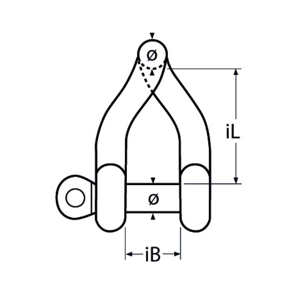 TZD-SchäkelgedrehteForm Schäkel gedreht / M4 - M12, Edelstahl A4 - AISI 316