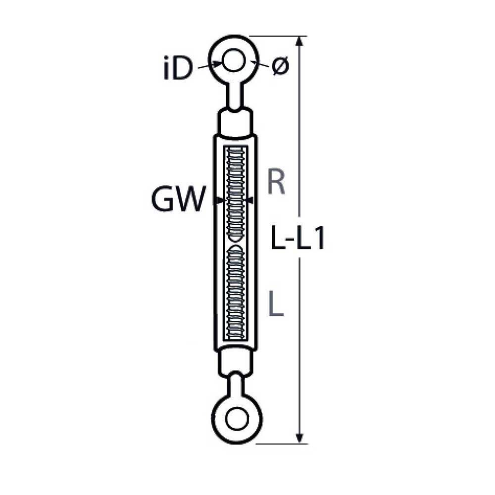 Spannschraube Edelstahl - Öse-Öse, PVD Schwarz, M5 - M10