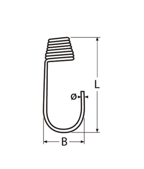 Edelstahl Spiralhaken für Gummileine / 6,0 bis 10mm ø Edelstahl Spiralhaken für Gummileine / 6,0 bis 10mm ø