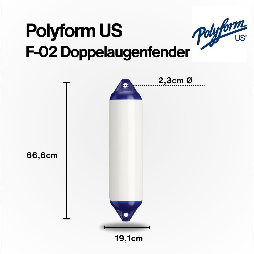 Polyform US Fender Typ F02 / 660 x 191mm / Weiß aus der Hamburger Tauwerk Fabrik - Est. 1901 ✓ Made in Germany ✓ Top Qualität ➤ Jetzt kaufen!