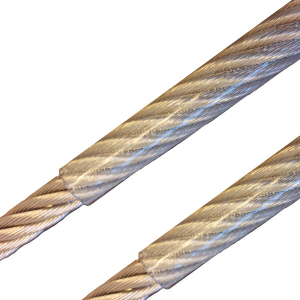 Edelstahl Drahtseil 10/12mm PVC transparent Meterware Edelstahl Drahtseil 10/12mm PVC transparent Meterware