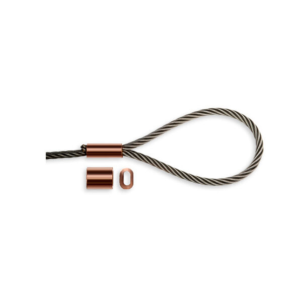 Kupfer-Pressklemme NG4,5 / 4,0 - 4,5mm Drahtseil / 1.000 Stück aus der Hamburger Tauwerk Fabrik - Est. 1901 ✓ Made in Germany ✓ Top Qualität ➤ Jetzt kaufen!