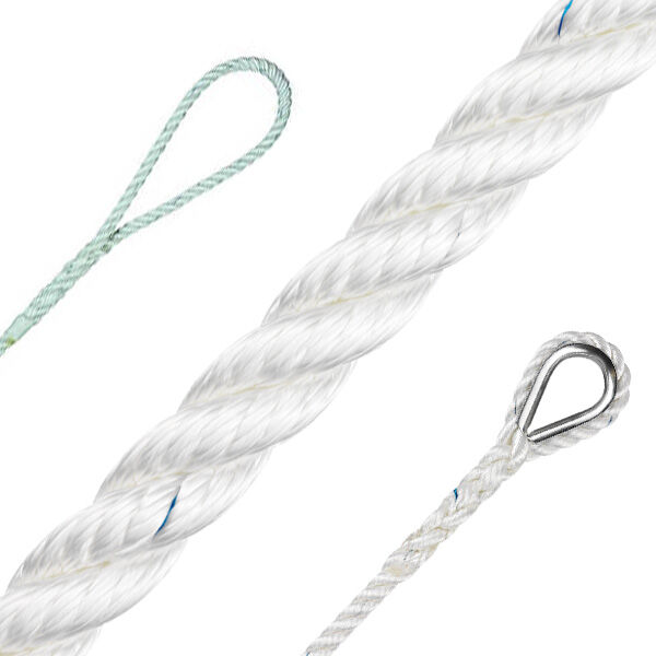 Polyester-Tauwerk Weiß, 3-schäftig gedreht / 3,0 - 30mm ø Polyester-Tauwerk Weiß, 3-schäftig gedreht / 3,0 - 30mm ø