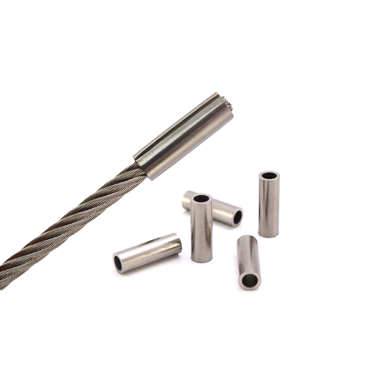 Edelstahl Endhülse / Stophülse für 2,0 - 4,0mm Drahtseil Edelstahl Endhülse / Stophülse für 2,0 - 4,0mm Drahtseil