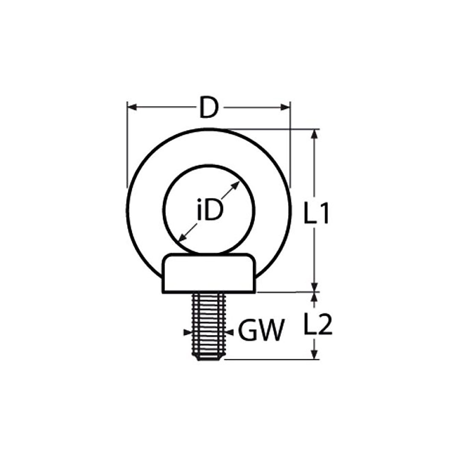 Ringschraube gegossen schwarz Technische Zeichnung Erhältlich in M5, M6, M8 und M10 in Edelstahl A4 AISI 316 mit Schwarzer PVD Beschichtung - rostfrei, langlebig und vielseitig einsetzbar. Jetzt kaufen!