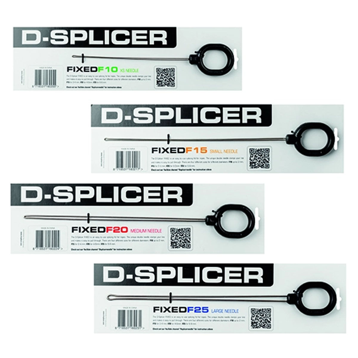 Hochwertige D-SPLICER Spleißnadel aus Edelstahl mit festem Griff. Ideal für Dyneema®, Spectra® und geflochtenes Tauwerk. Erhältlich in 6 Größen – für präzise, einfache und professionelle Spleißarbeiten.