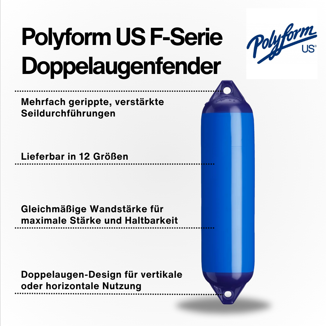 Polyform US Fender Typ F1 / 640mm x 150mm / Blau aus der Hamburger Tauwerk Fabrik - Est. 1901 ✓ Made in Germany ✓ Top Qualität ➤ Jetzt kaufen!