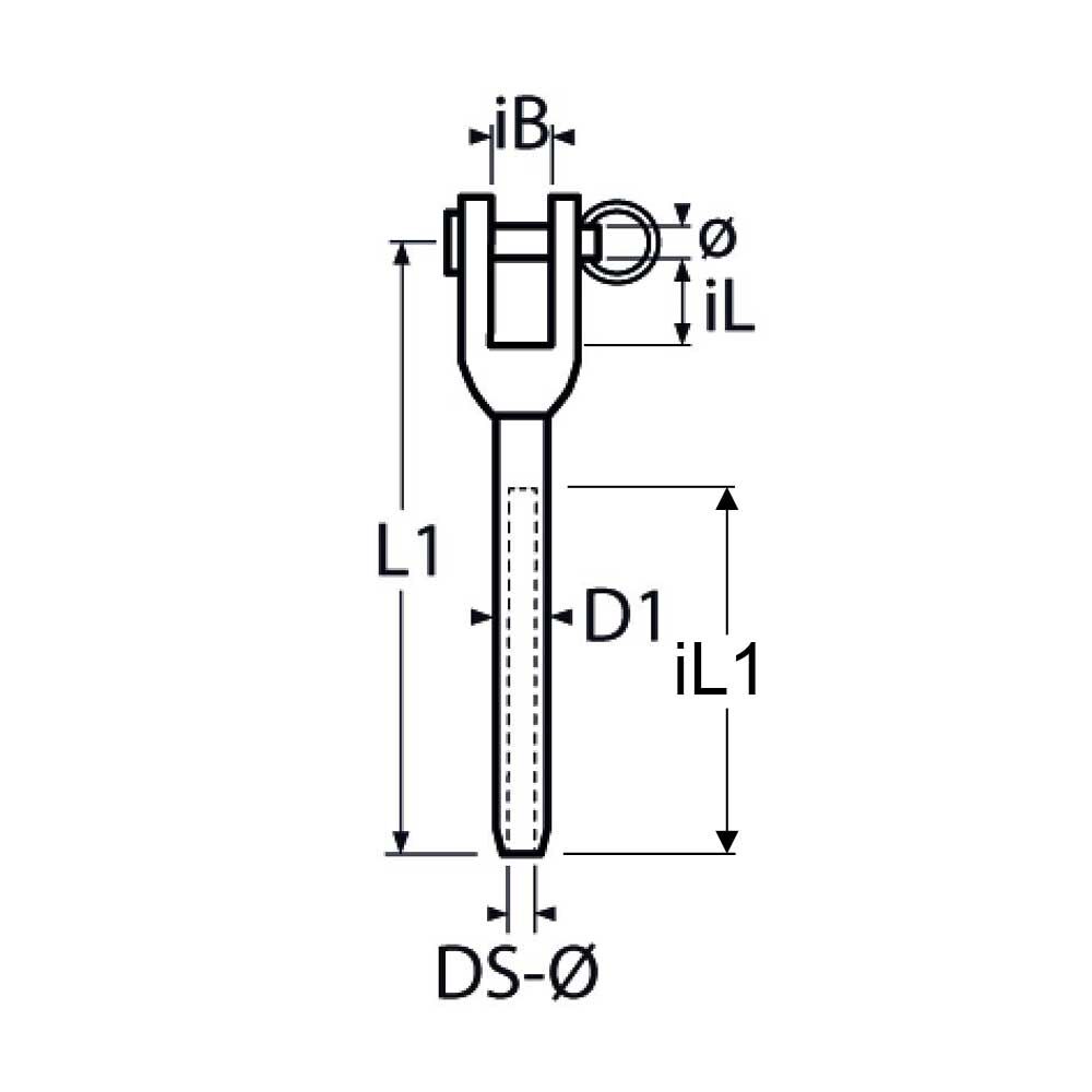GabelWalzterminalSkizze Fork Rolling Terminal for 2.0 - 8.0 mm Wire Rope / Twisted