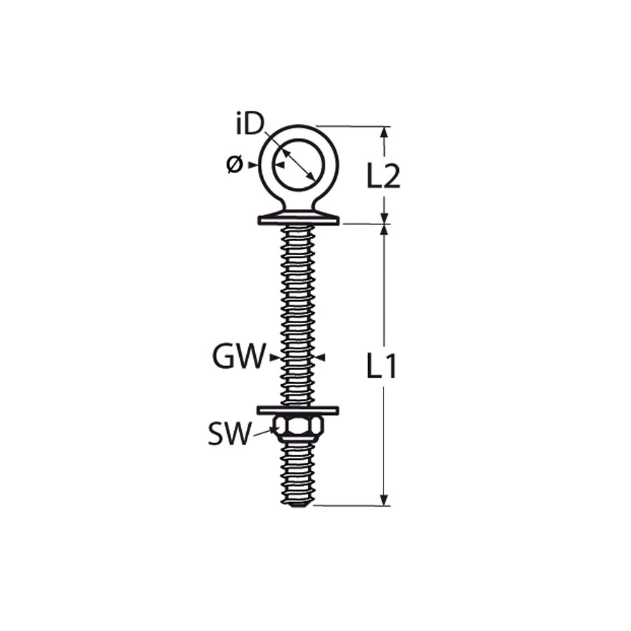 Ringbolzen / Augbolzen mit Kragen M6 - M12, Edelstahl A4 - AISI 316 Ringbolzen / Augbolzen mit Kragen M6 - M12, Edelstahl A4 - AISI 316