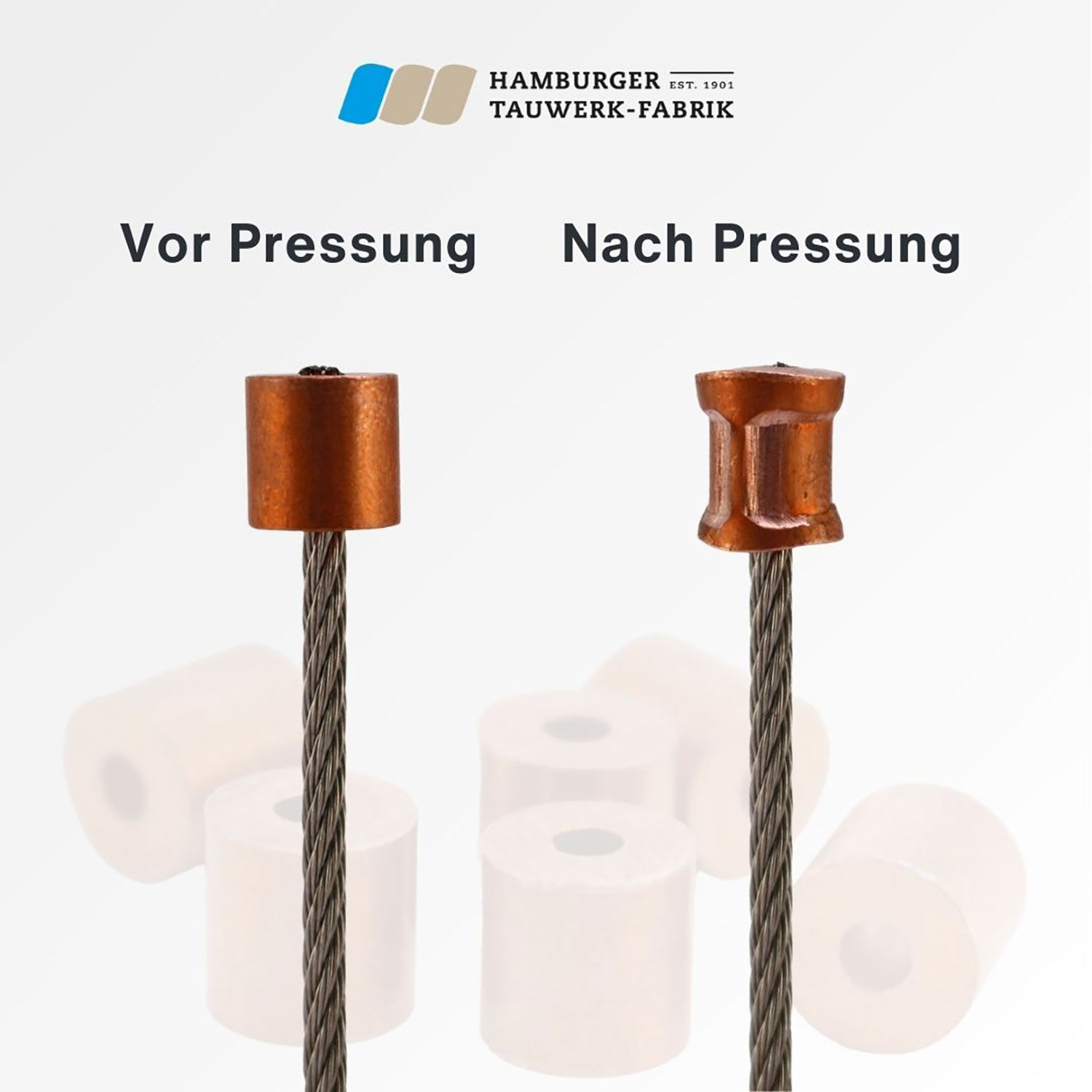 NicoPress® Round Ferrules / Stopper Ferrules for 0.8 - 6.0 mm Wire Rope NicoPress® Round Ferrules / Stopper Ferrules for 0.8 - 6.0 mm Wire Rope