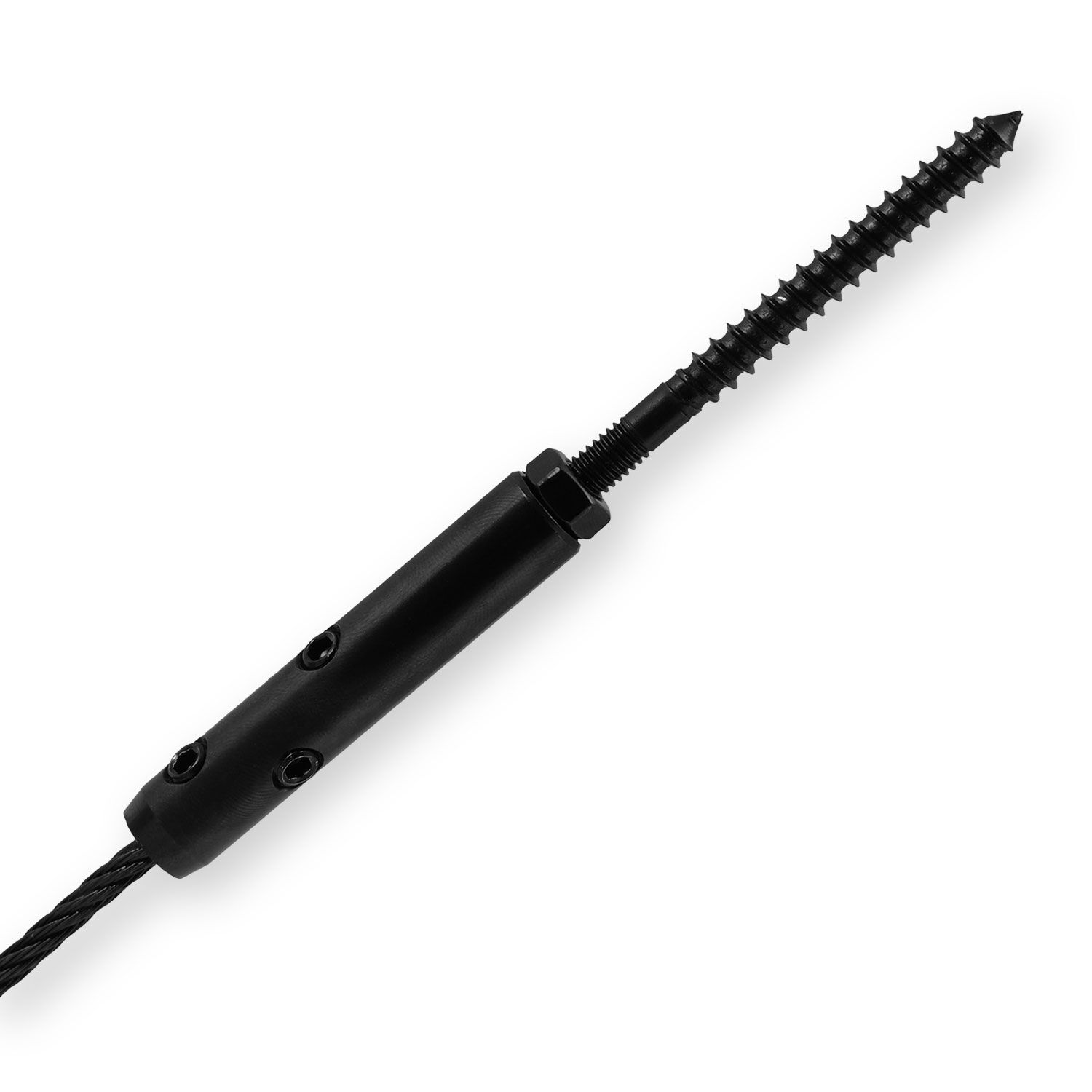 DIY Selbstmontage Seilspanner für 3mm Drahtseil mit Stockschraube M6 / Rechts, PVD Schwarz