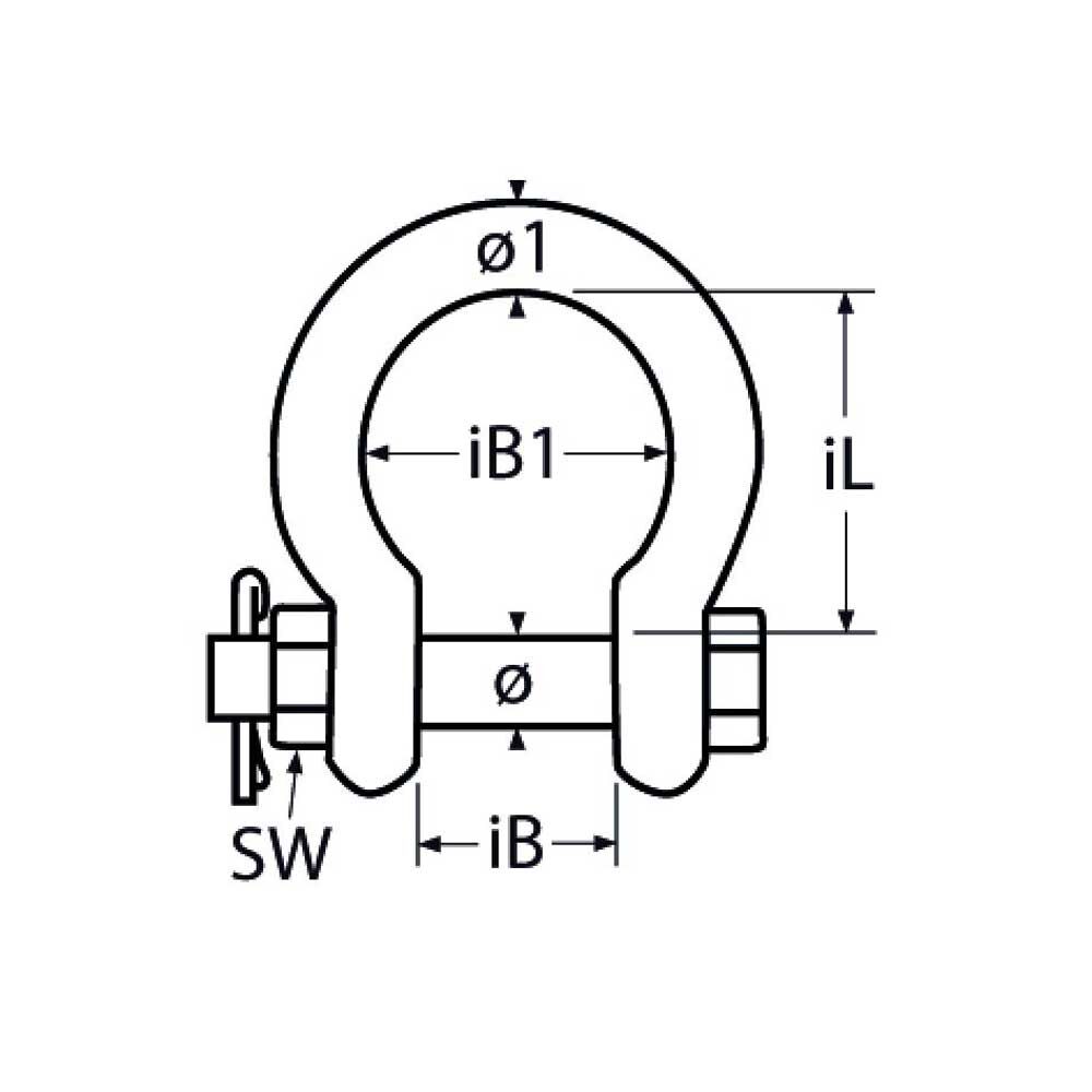 TZD-Schäkel mit Sicherung, geschweift Schäkel geschweift mit Sicherung / 5,0 - 22mm, Edelstahl A4 - AISI 316