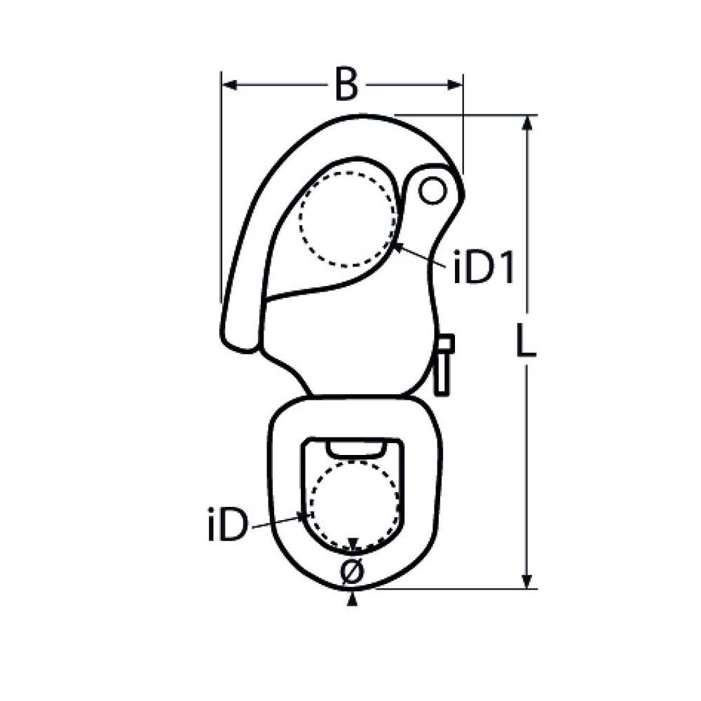 TZSchnappschäkelmitWirbel Schnappschäkel mit Wirbel / 70 - 128mm, Edelstahl A4 - AISI 316