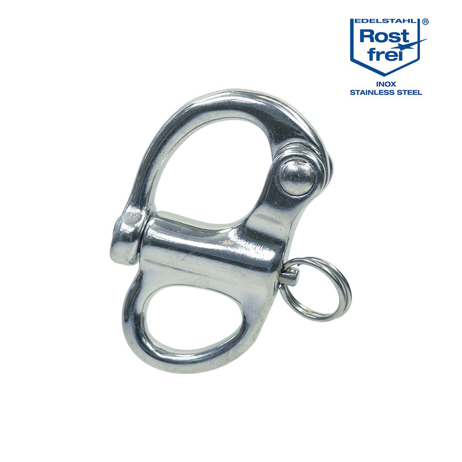 Schnappschäkel mit festem Auge / 35 - 96mm, Edelstahl A4 - AISI 316 Schnappschäkel mit festem Auge / 35 - 96mm, Edelstahl A4 - AISI 316