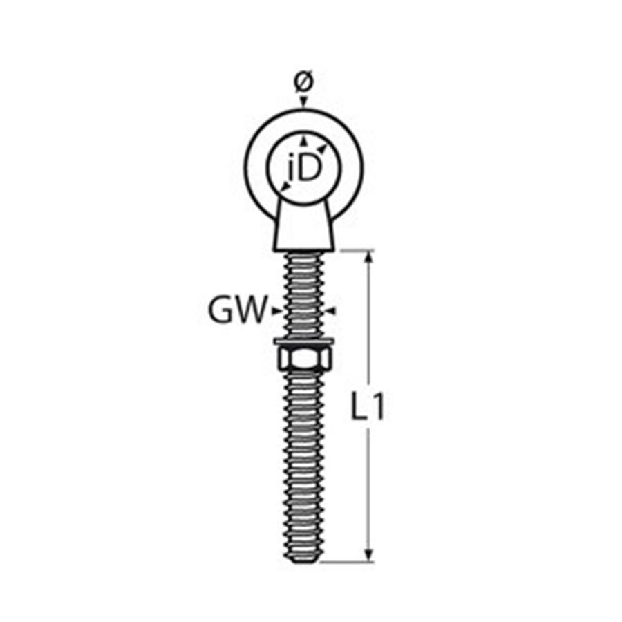 Ringbolzen / Augbolzen / M6 - M12, Edelstahl A4 - AISI 316 Ringbolzen / Augbolzen / M6 - M12, Edelstahl A4 - AISI 316