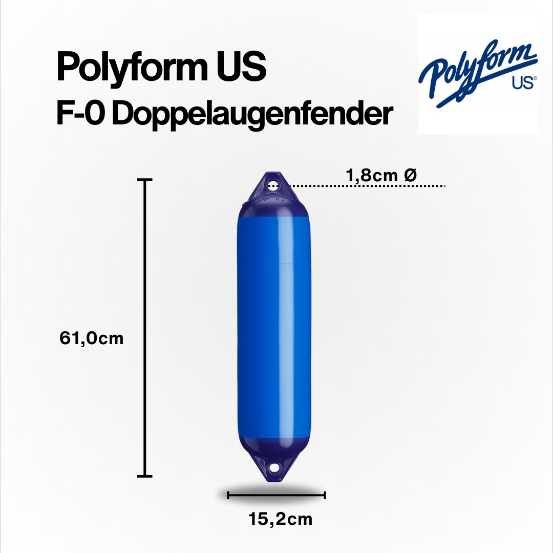 Polyform US Fender Typ F1 / 640mm x 150mm / Blau aus der Hamburger Tauwerk Fabrik - Est. 1901 ✓ Made in Germany ✓ Top Qualität ➤ Jetzt kaufen!