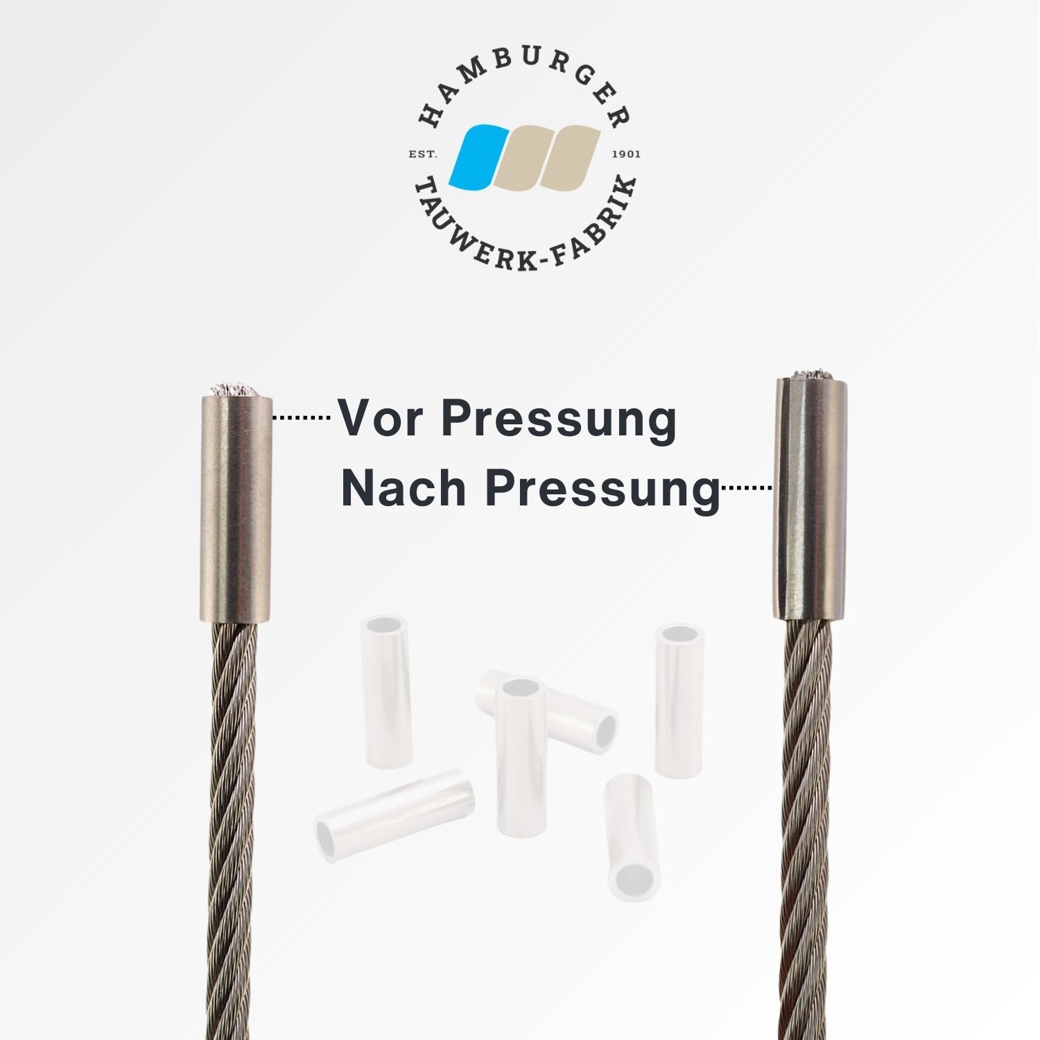 Edelstahl Endhülse / Stophülse für 2,0 - 4,0mm Drahtseil Edelstahl Endhülse / Stophülse für 2,0 - 4,0mm Drahtseil