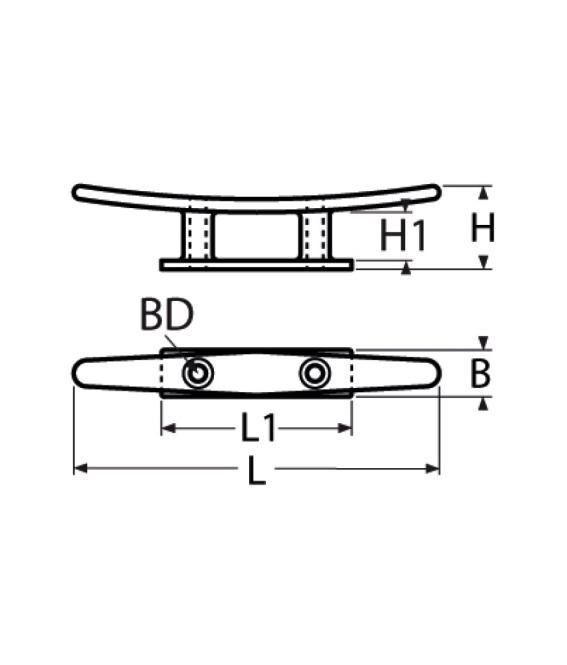 Flache Bootsklampe aus Edelstahl – robust & rostfrei mit 2 Bohrungen