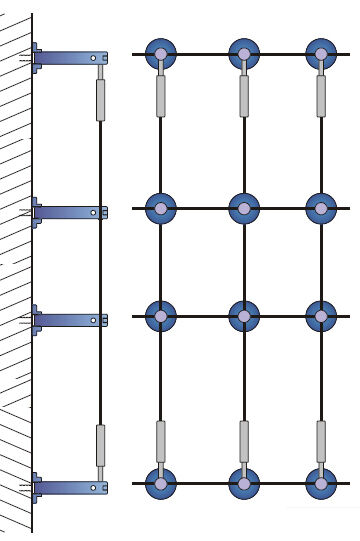 Ranksystem12Wandhaltere Ranksystem Exklusive 88mm / 12 Wandhalter / 14m Drahtseil