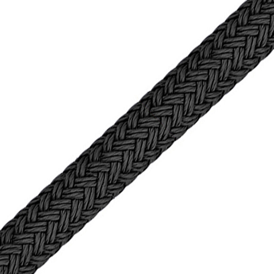 Handlaufseil/ Absperrseil aus Polyester / 50mm / 24-fach geflochten / Schwarz Handlaufseil/Absperrseil - Super Yacht in Schwarz / Länge nach Maß