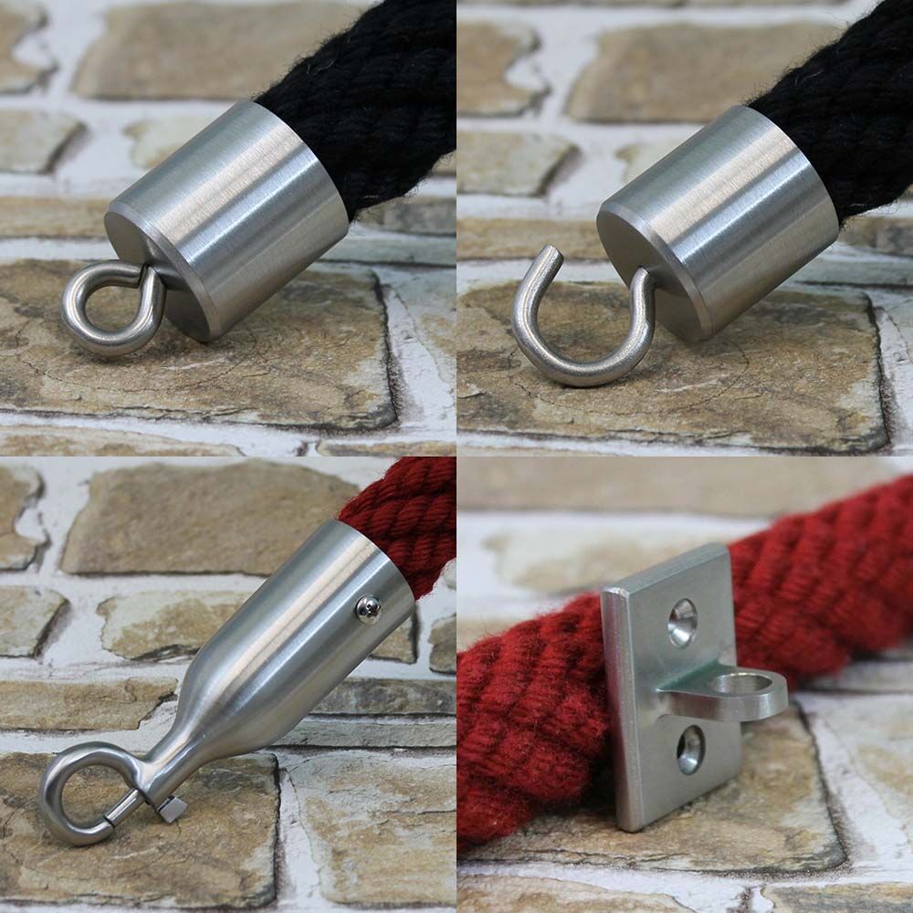 Endkappen Absperrseil Edelstahl Matt Endkappe mit Haken, Karabiner oder Ring - Edelstahl matt