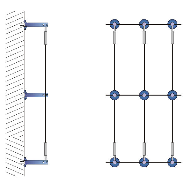 Ranksystem Exklusive 88mm / 9 Wandhalter / Höhe bis 3,0mtr / Breite bis 1,1mtr | Hamburger Tauwerk Fabrik – Beste Qualität seit 1901. Jetzt online kaufen