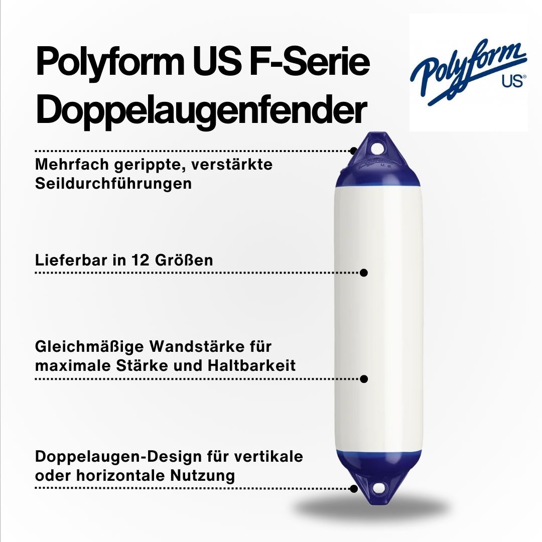 Polyform US Fender Typ F1 / 640mm x 150mm / Weiß aus der Hamburger Tauwerk Fabrik - Est. 1901 ✓ Made in Germany ✓ Top Qualität ➤ Jetzt kaufen!