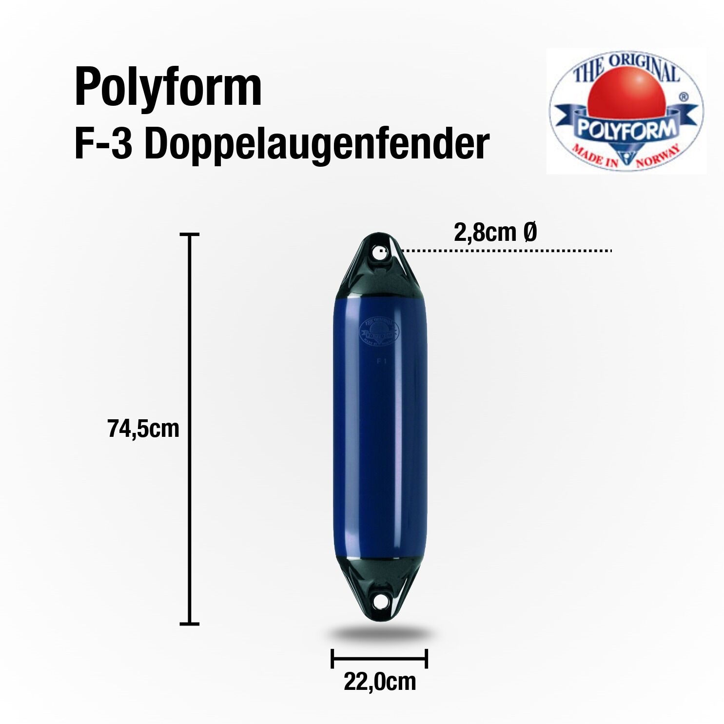 Polyform Fender Typ F-3 / 745mm x 220mm / Blau