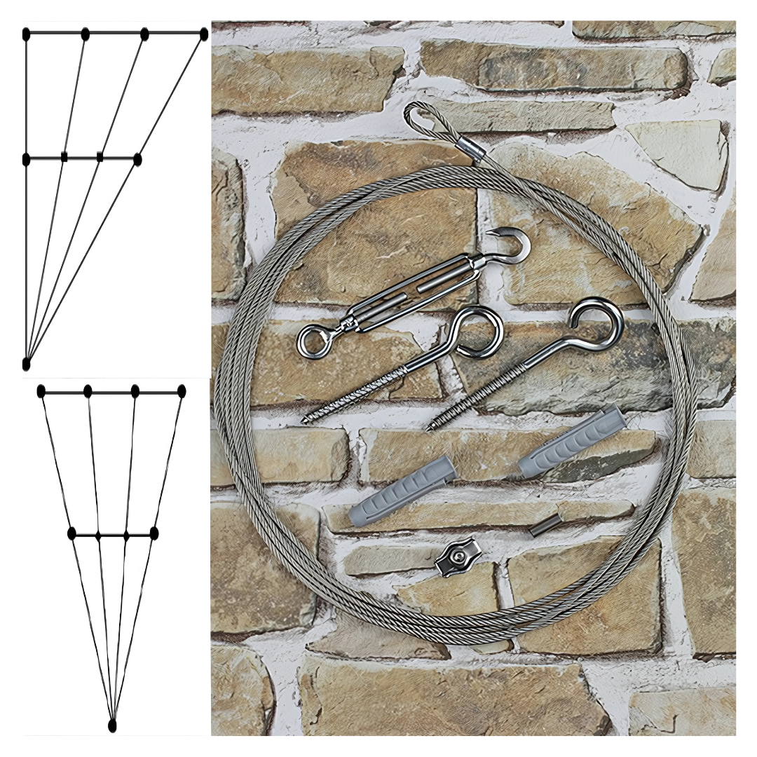 Ranksystem 35mm Bausatz / 7 Wandhalter / 16m Drahtseil Ranksystem 35mm Bausatz / 7 Wandhalter / 16m Drahtseil