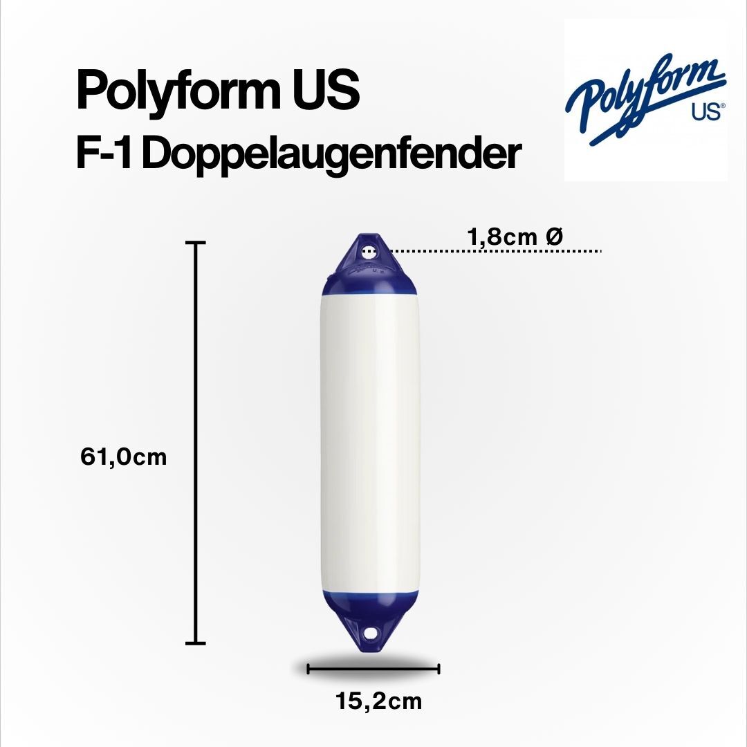 Polyform US Fender Typ F1 / 640mm x 150mm / Weiß aus der Hamburger Tauwerk Fabrik - Est. 1901 ✓ Made in Germany ✓ Top Qualität ➤ Jetzt kaufen!