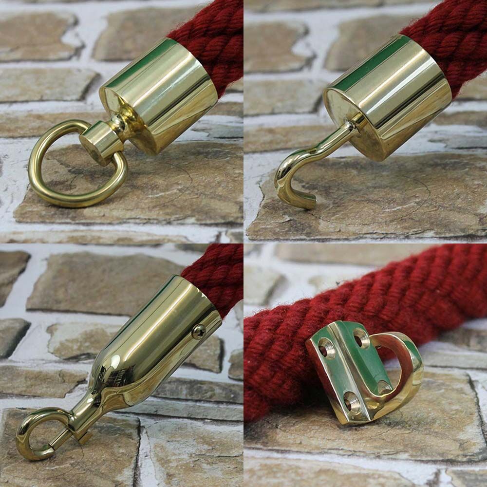 Endkappe mit Haken, Karabiner oder Ring - Messing glänzend